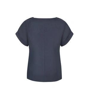 Navy blue hemp blouse | Pure cotton and linen collection - 4