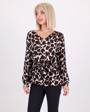 Блуза от район, с колан на талията, леопардов принт | Блузи и Ризи | Outlet DiKa - 4 Блуза от район, с колан на талията, леопардов принт | Блузи и Ризи - 4