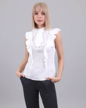 Bluză din bumbac cu volane | Bluze | Dikastore.ro - 1 Bluză din bumbac cu volane | Bluze - 1