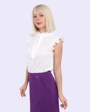 Blouse with short sleeves, with frill | Blouses and Shirts - 3