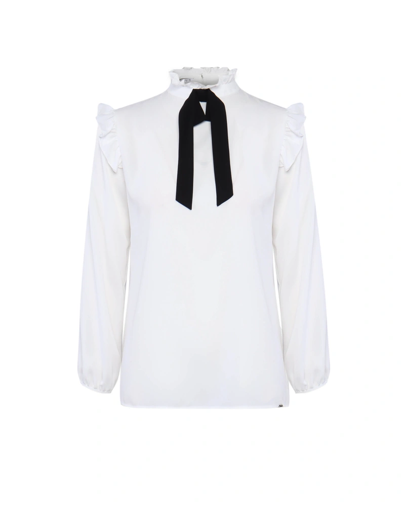 Blouse with contrast ribbon | All products | Dika.bg Blouse with contrast ribbon | All products