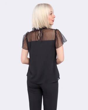 Fine dots chiffon blouse |  - 3