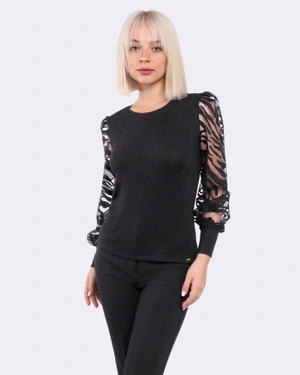 Lurex blouse with chiffon sleeves |  - 1