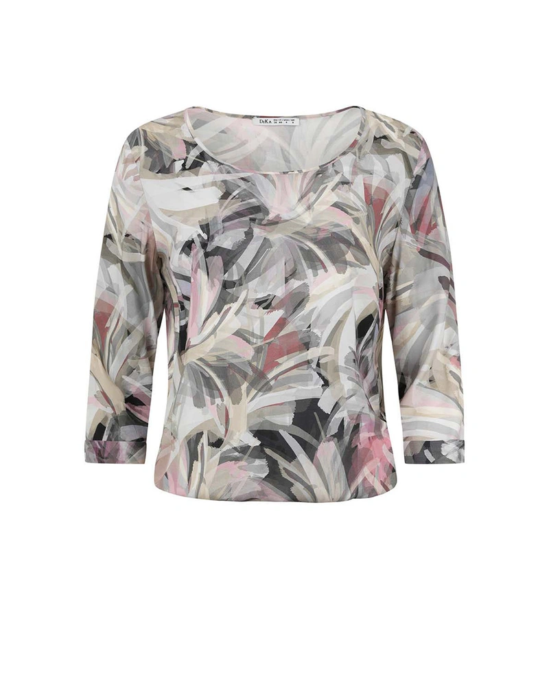 Блуза в сивата гама, от вискозен шифон, със 7/8 ръкави | КОЛЕКЦИЯ ЛЯТО