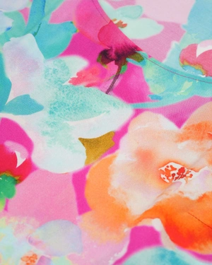 Лятна блуза с флорален мотив в синьо-цикламено | Всички продукти - 2