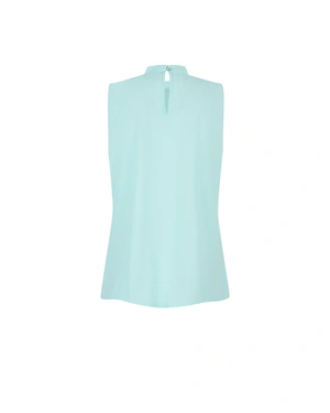 Елегантна ментова блуза с висока яка без ръкав | Бизнес - 5