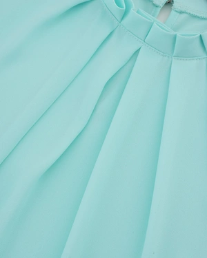 Елегантна ментова блуза с висока яка без ръкав | Бизнес - 6