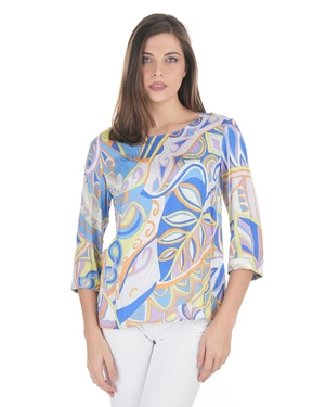 Пъстра вискозна блуза с абстрактен принт и 3/4 ръкав | Casual | Dika.bg - 1 Пъстра вискозна блуза с абстрактен принт и 3/4 ръкав | Casual - 1