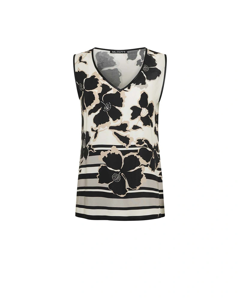 ვიზკოზის ტოპი, უსახელო, კონტრასტული ყვავილოვანი პრინტით | ბლუზები