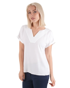 Bluză albă din viscoză cu mâneci scurte și decolteu în V | COLECTIE DE VARĂ - 3