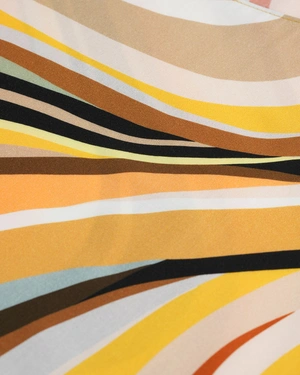 Beige-brown viscose blouse with 7/8 sleeves and round neckline, featuring a stylized pattern | SUMMER COLLECTION | Dikastore.ro - 2 Beige-brown viscose blouse with 7/8 sleeves and round neckline, featuring a stylized pattern | SUMMER COLLECTION - 2