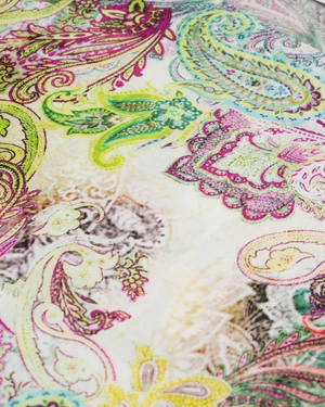 Summer viscose blouse with 7/8 sleeves and round neckline, with a stylized Indian motif | Blouses | Dikastore.ro - 2 Summer viscose blouse with 7/8 sleeves and round neckline, with a stylized Indian motif | Blouses - 2