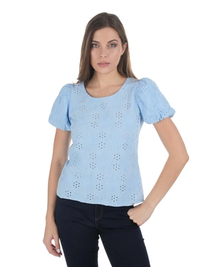 Light blue cotton blouse with broderie anglaise | NEW - 2