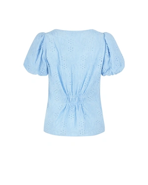 Light blue cotton blouse with broderie anglaise | NEW - 4