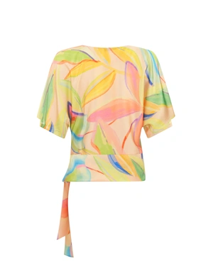 Blouse in pastel tones, with a satin finish and elegant waist detail | All products | Dikastore.ro - 1 Blouse in pastel tones, with a satin finish and elegant waist detail | All products - 1