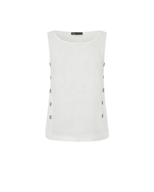 თეთრი უსახელო ბლუზა 100% კანაფისგან | ბლუზები