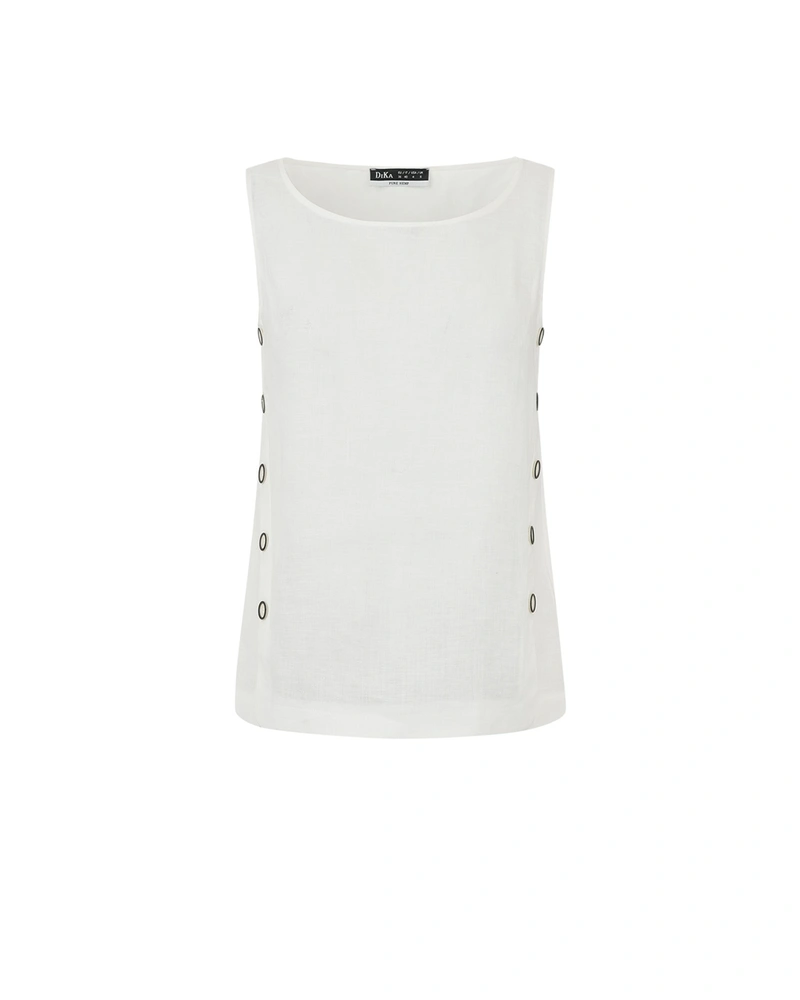 White sleeveless blouse, 100% hemp | Blouses