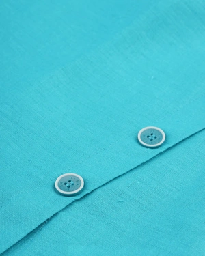 Turquoise sleeveless blouse, 100% hemp | Blouses - 2