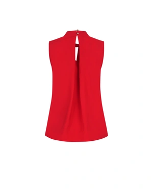 Sleeveless red blouse with neckline detail | Blouses and Shirts - 1