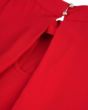 Sleeveless red blouse with neckline detail | Blouses and Shirts - 2