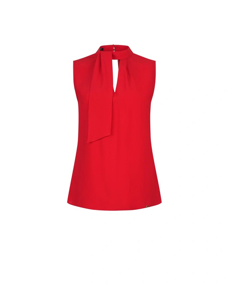 Sleeveless red blouse with neckline detail | Blouses and Shirts
