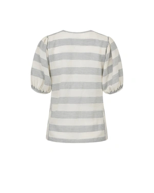 Pamučna sivo-bež bluza sa pufnastim rukavima | Bluze i Kosulje | Dika.rs - 1 Pamučna sivo-bež bluza sa pufnastim rukavima | Bluze i Kosulje - 1