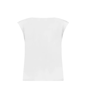 White chiffon blouse with gathered neckline | NEW - 1