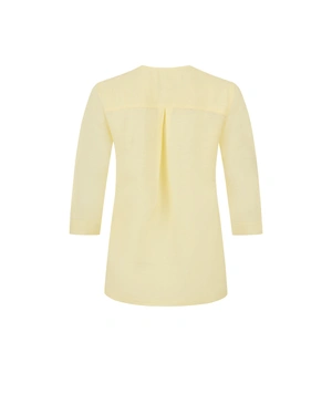 Light yellow blouse with 3/4 sleeves and round neckline, featuring buttons | SUMMER COLLECTION | Dikastore.ro - 1 Light yellow blouse with 3/4 sleeves and round neckline, featuring buttons | SUMMER COLLECTION - 1