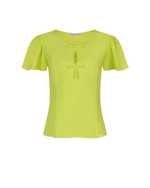 Light green blouse with decorative bows | Blouses | Dikastore.ro Light green blouse with decorative bows | Blouses