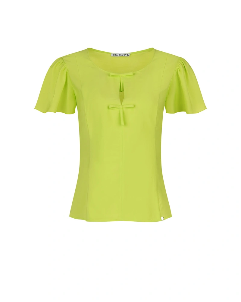 Light green blouse with decorative bows | Blouses