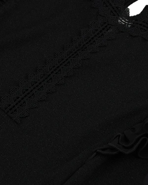 Black blouse with short ruffled sleeves | NEW - 2