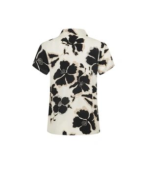 Viscose blouse with short sleeves and an open collar, featuring a contrasting floral pattern | All products - 1