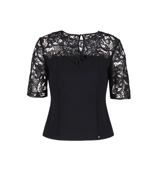 Elegant black blouse with lace upper part | NEW