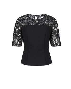 Elegant black blouse with lace upper part | NEW - 1