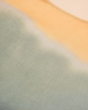 Blouse with long sleeves and gradient print in ochre, brick, and sage | COLLECTION - 2