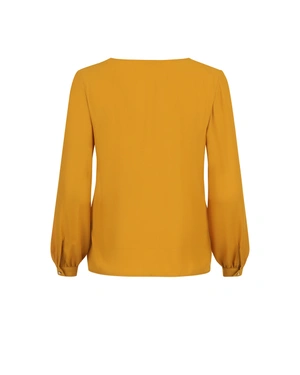 Chiffon blouse in mustard color | Business | Dika.ge - 1 Chiffon blouse in mustard color | Business - 1