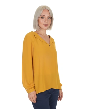 Chiffon blouse in mustard color | Business | Dika.ge - 3 Chiffon blouse in mustard color | Business - 3