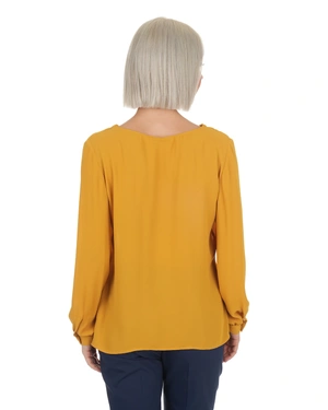 Chiffon blouse in mustard color | Business | Dika.ge - 4 Chiffon blouse in mustard color | Business - 4