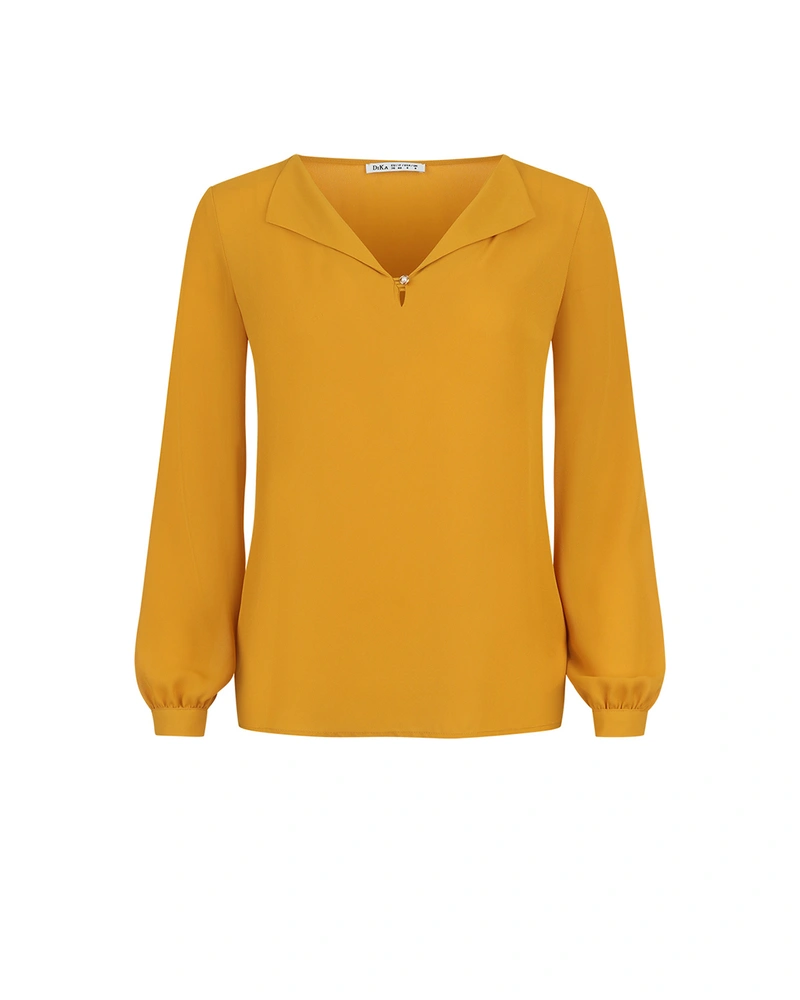 Chiffon blouse in mustard color | Blouses