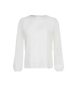 White delicate blouse with long sleeves and neckline detail | Blouses | Dika.ge White delicate blouse with long sleeves and neckline detail | Blouses