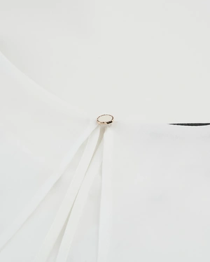 White delicate blouse with long sleeves and neckline detail | Blouses | Dika.ge - 2 White delicate blouse with long sleeves and neckline detail | Blouses - 2