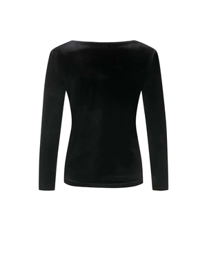 Black velvet blouse with a Greek neckline |  - 1