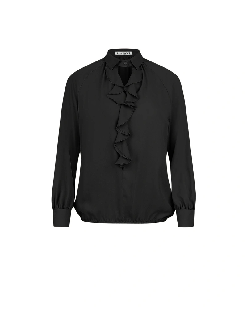 Black mousseline blouse with a jabot | Blouses