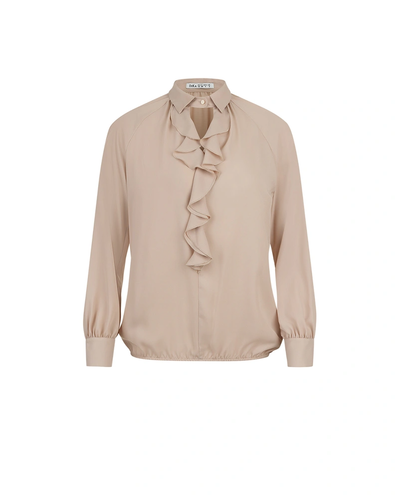 Light beige mousseline blouse with jabot | NEW