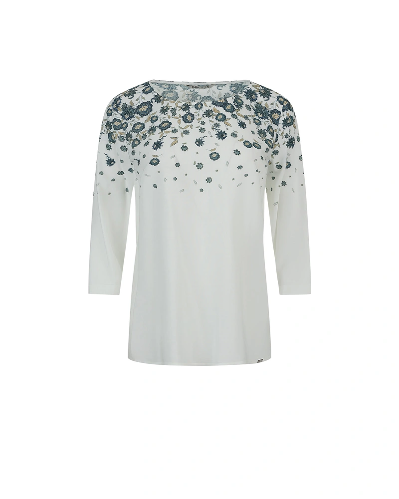 Fine viscose knit blouse with delicate floral print | NEW