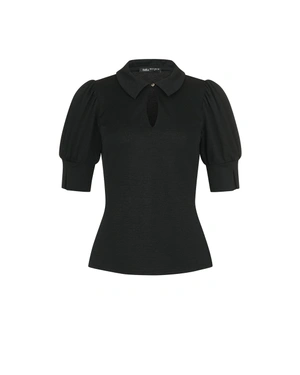 ვისკოზის შავი ჟერსის ბლუზა | ახალი