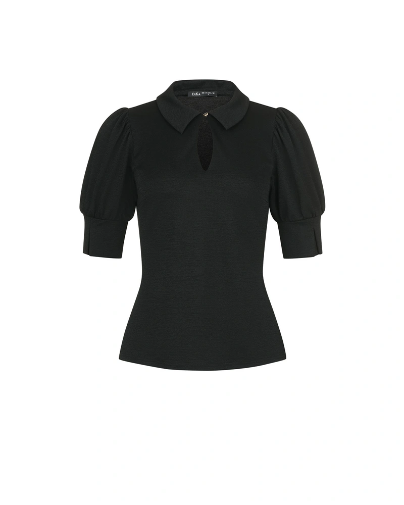 ვისკოზის შავი ჟერსის ბლუზა | ახალი