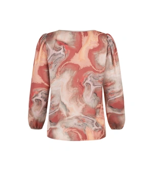 Blouse in grey-terracotta watercolor-abstract print | Blouses | Dika.ge - 1 Blouse in grey-terracotta watercolor-abstract print | Blouses - 1