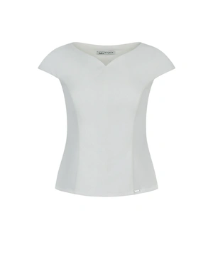 White fitted blouse with V-neckline | Business