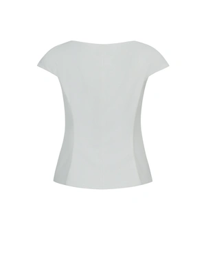 White fitted blouse with V-neckline | Business - 1